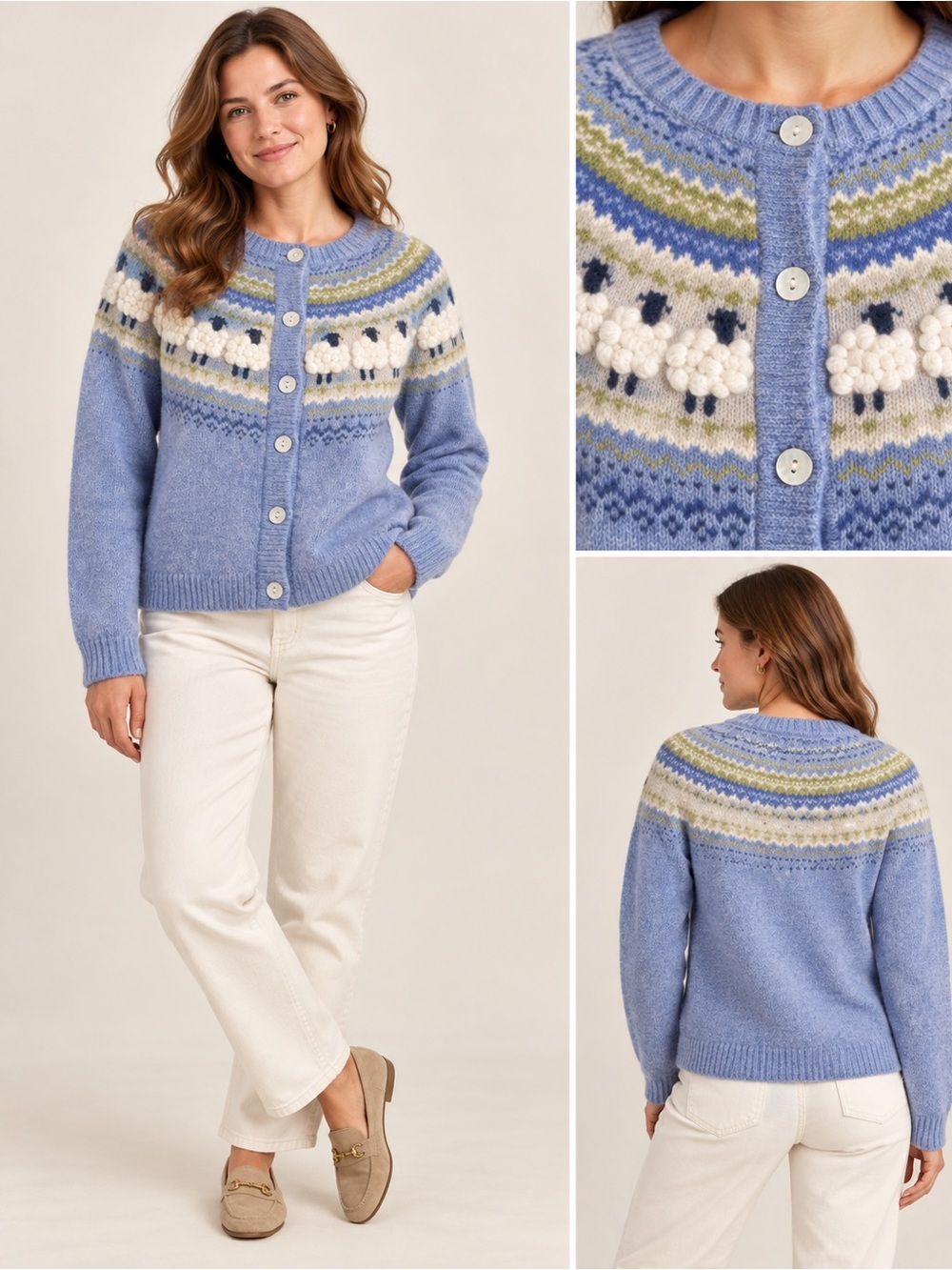 Vintage NWT Appleseeds Sheep Cardigan Size Large Gift Ready Cottagecore Fair Isl